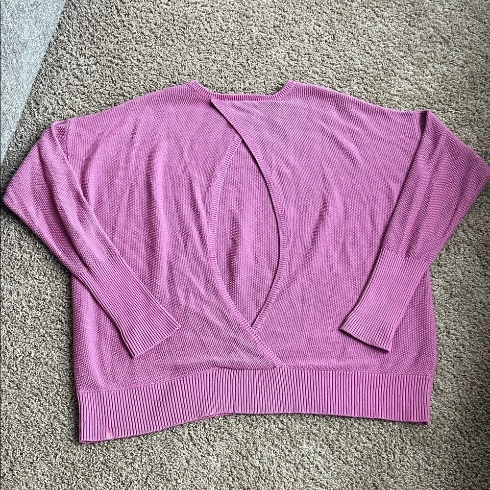lululemon cashmere blend cashlu crossover pink open back sweater